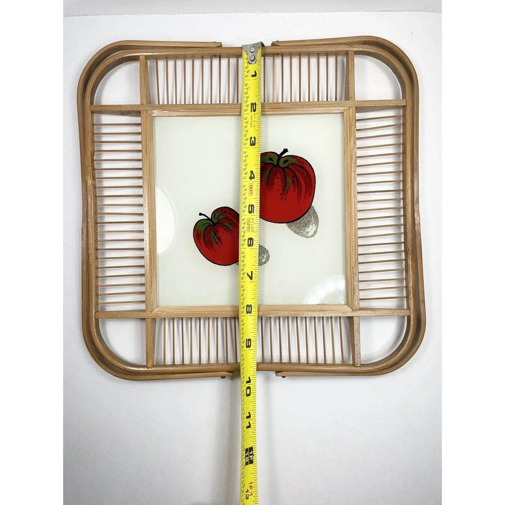 Vintage Tray Cheese Fruit Board Decorative Tray Basket‎ With Apples Print